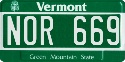 VT license plate NOR669