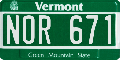 VT license plate NOR671