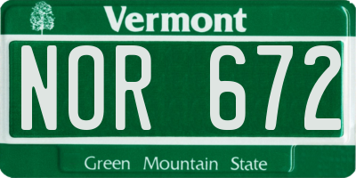 VT license plate NOR672