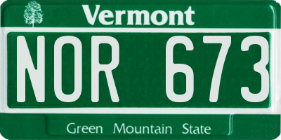 VT license plate NOR673