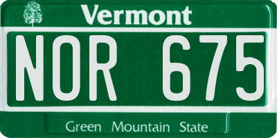 VT license plate NOR675