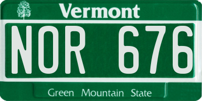 VT license plate NOR676