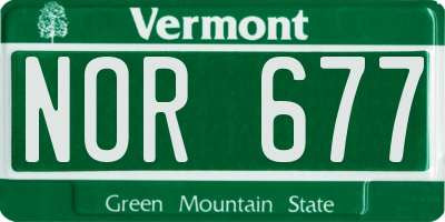 VT license plate NOR677