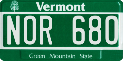 VT license plate NOR680