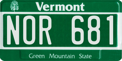 VT license plate NOR681