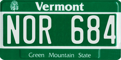 VT license plate NOR684