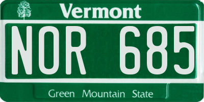 VT license plate NOR685