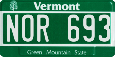 VT license plate NOR693