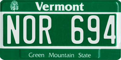 VT license plate NOR694