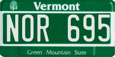 VT license plate NOR695