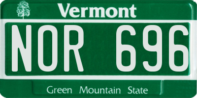 VT license plate NOR696