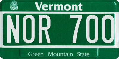 VT license plate NOR700