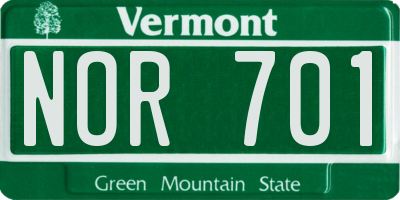 VT license plate NOR701