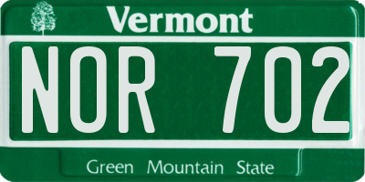 VT license plate NOR702