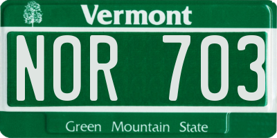 VT license plate NOR703