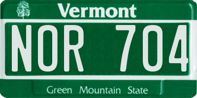 VT license plate NOR704