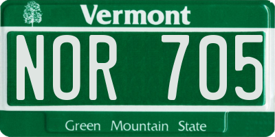 VT license plate NOR705