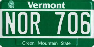 VT license plate NOR706