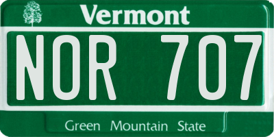 VT license plate NOR707