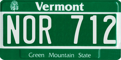 VT license plate NOR712