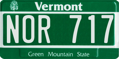 VT license plate NOR717