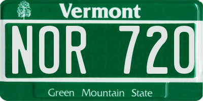 VT license plate NOR720