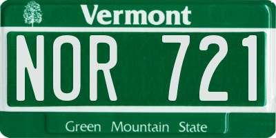 VT license plate NOR721