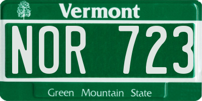 VT license plate NOR723