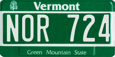 VT license plate NOR724