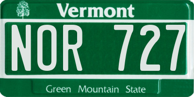 VT license plate NOR727