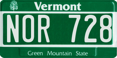 VT license plate NOR728