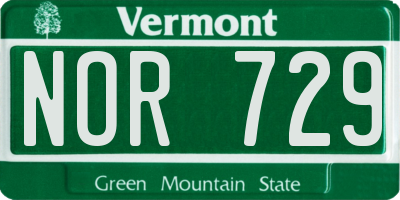 VT license plate NOR729