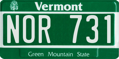VT license plate NOR731