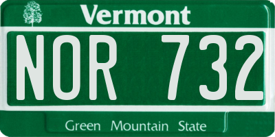 VT license plate NOR732