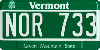 VT license plate NOR733