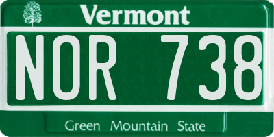 VT license plate NOR738