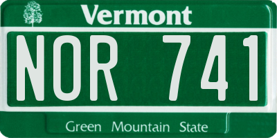 VT license plate NOR741