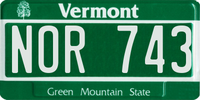 VT license plate NOR743