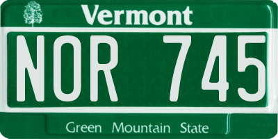 VT license plate NOR745