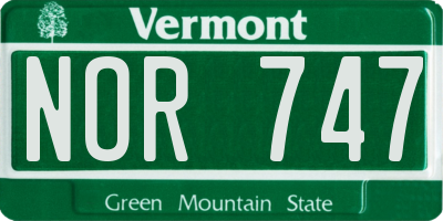 VT license plate NOR747