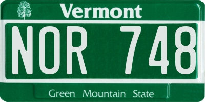 VT license plate NOR748