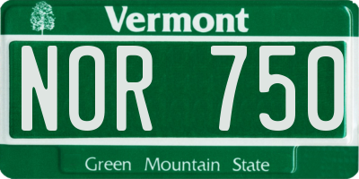 VT license plate NOR750