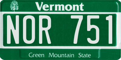VT license plate NOR751
