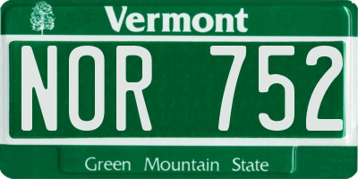 VT license plate NOR752