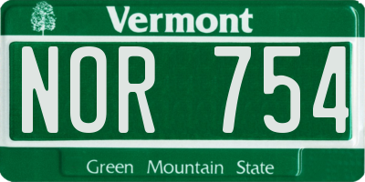 VT license plate NOR754