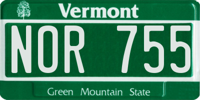 VT license plate NOR755