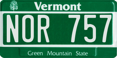 VT license plate NOR757