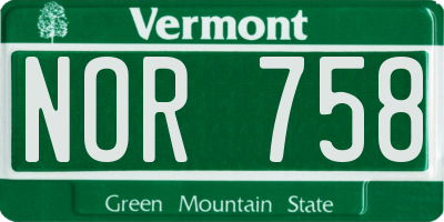 VT license plate NOR758