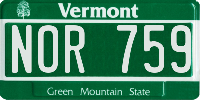 VT license plate NOR759