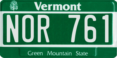 VT license plate NOR761